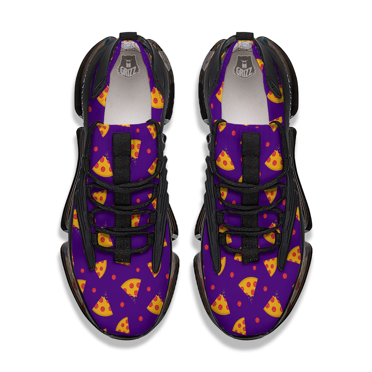 Pizza Purple Print Pattern Black Gym Shoes-grizzshop