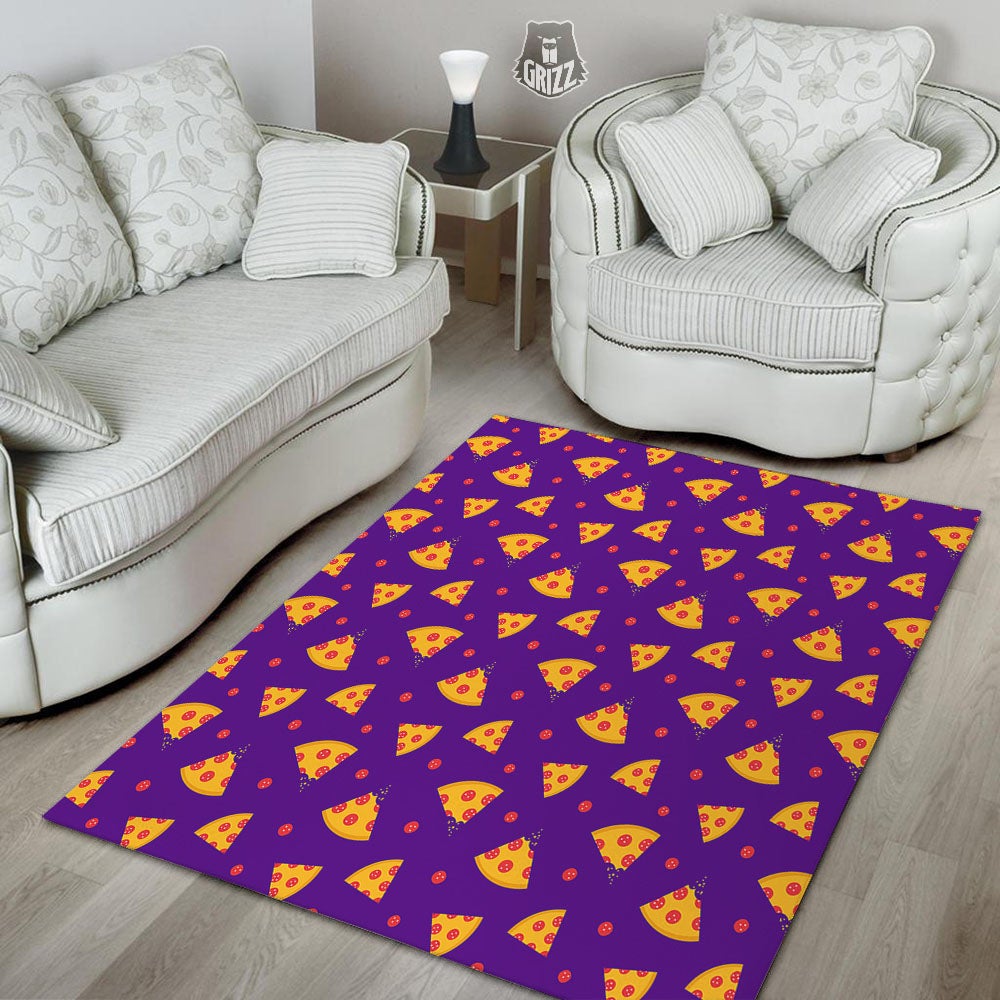 Pizza Purple Print Pattern Floor Mat-grizzshop