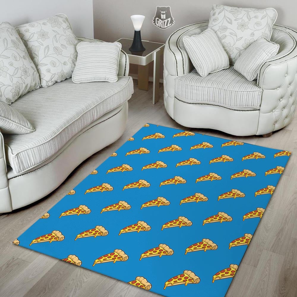 Pizza Teal Print Pattern Floor Mat-grizzshop