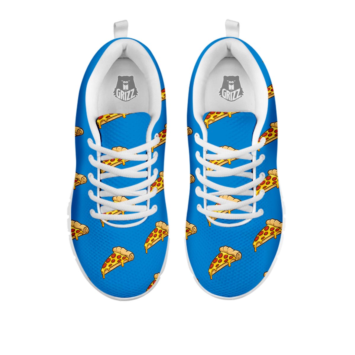 Pizza Teal Print Pattern White Sneaker-grizzshop