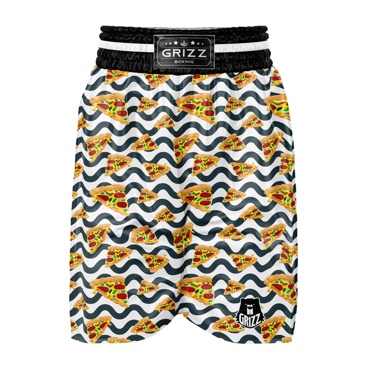Pizza Zigzag Print Pattern Boxing Shorts-grizzshop
