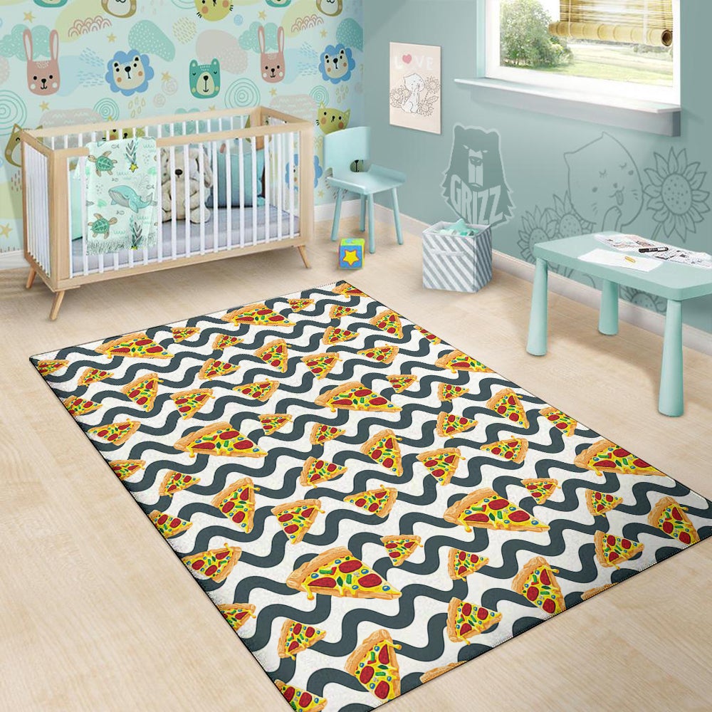 Pizza Zigzag Print Pattern Floor Mat-grizzshop