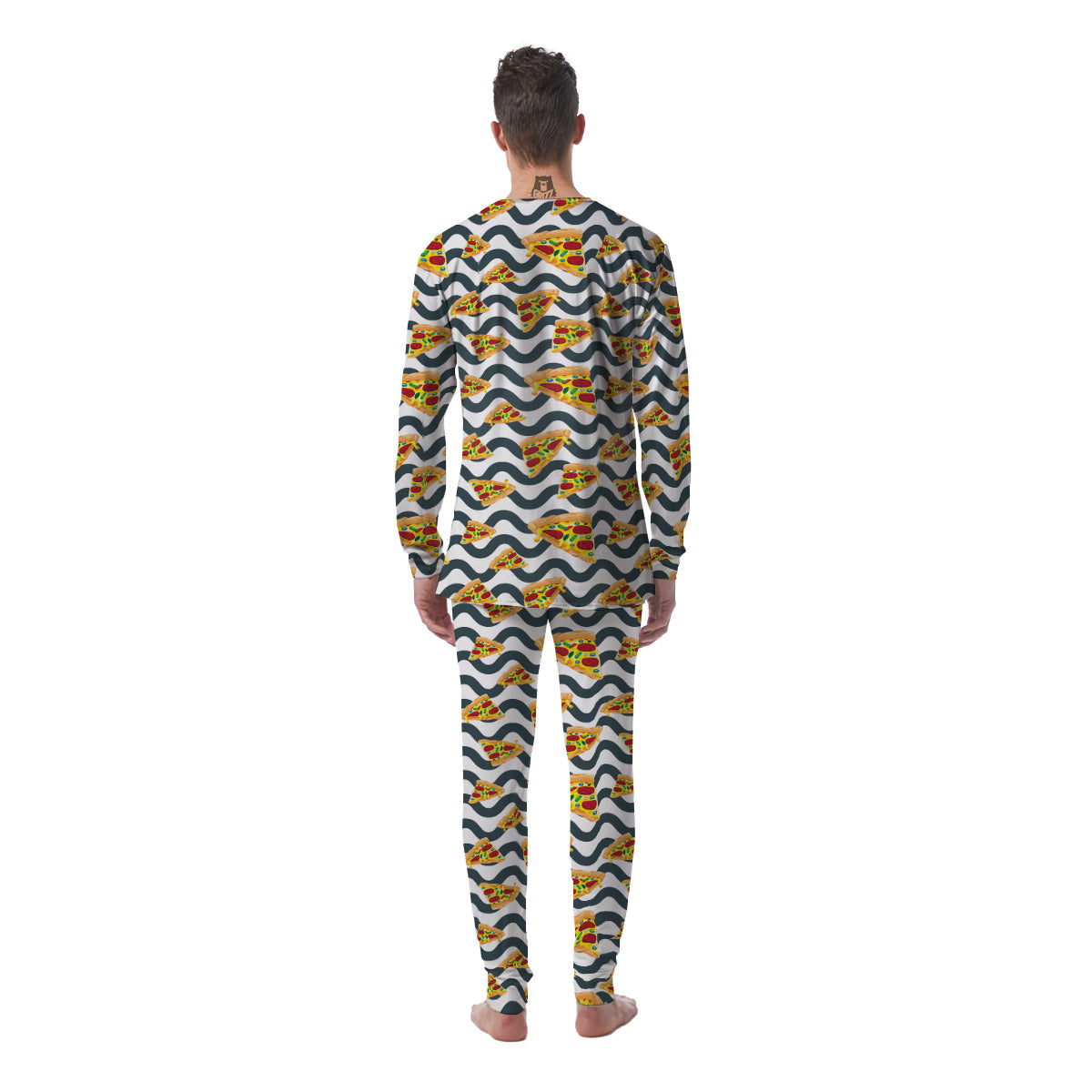 Pizza Zigzag Print Pattern Men's Pajamas-grizzshop