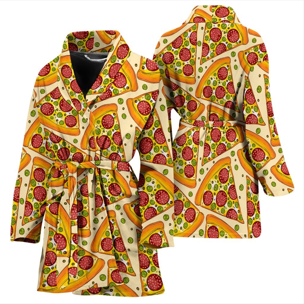 Pizza Pattern Print Women Long Robe-grizzshop