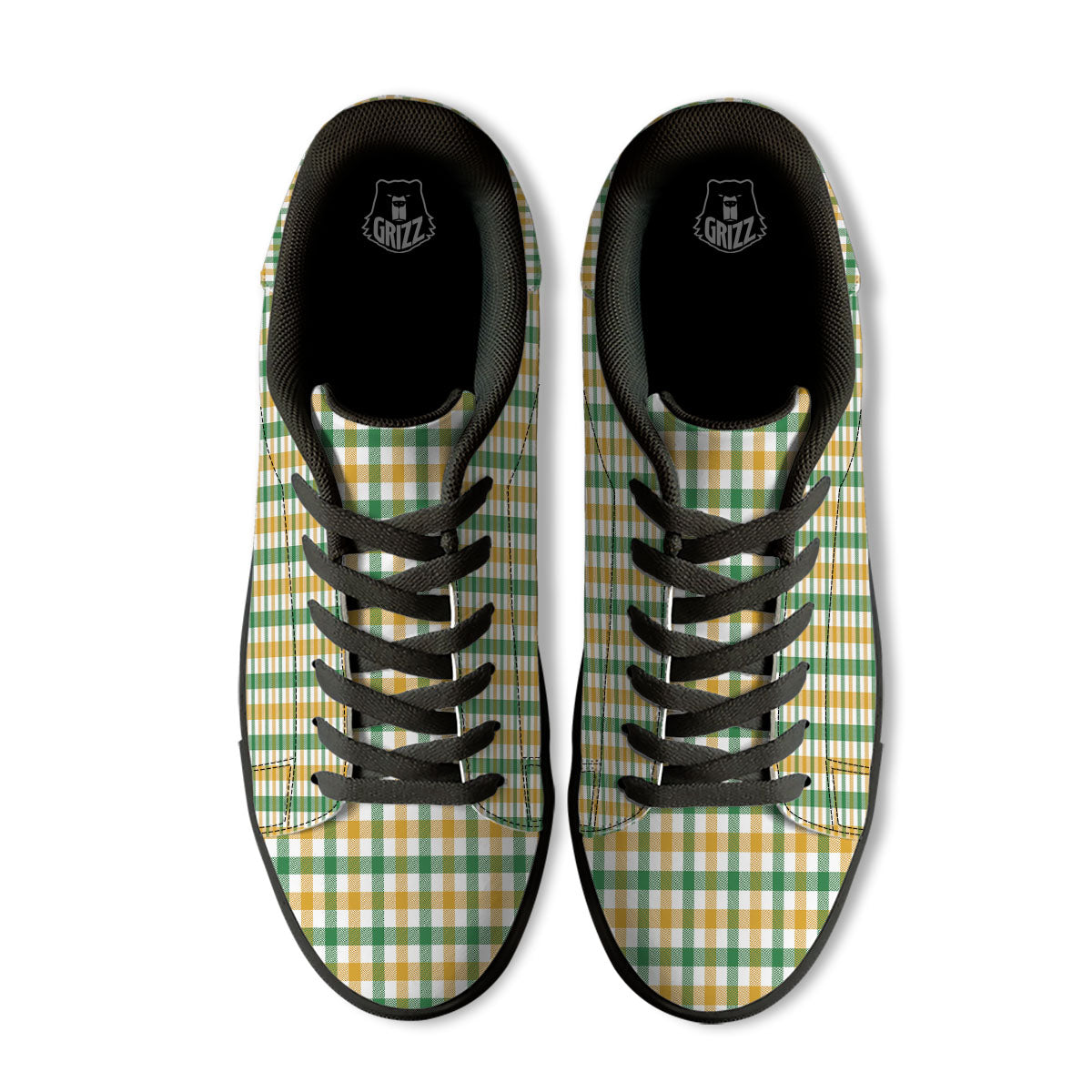Plaid Irish Buffalo Print Pattern Black Low Top Sneakers-grizzshop