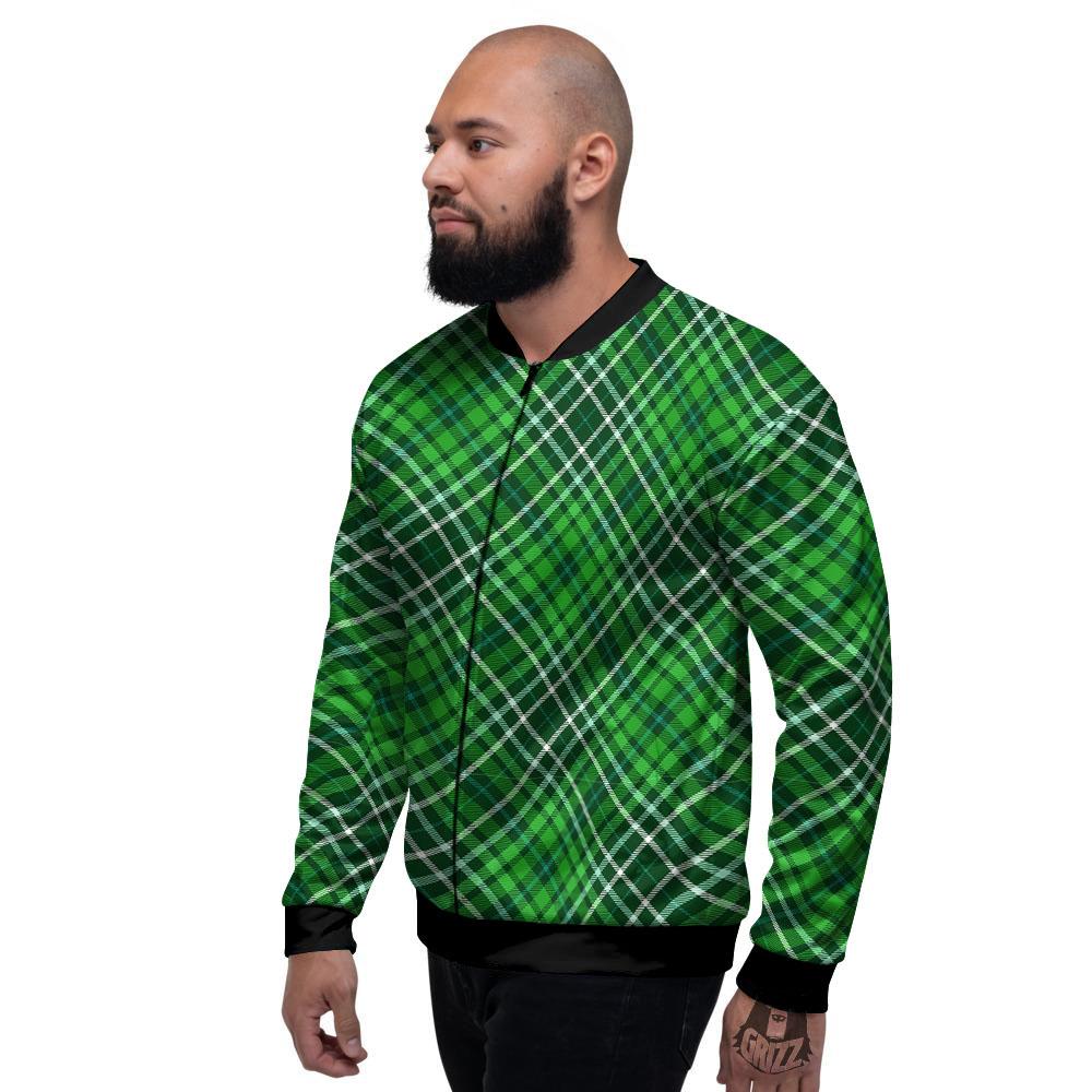 Plaid Irish Print Pattern Men's Bomber Jacket-grizzshop