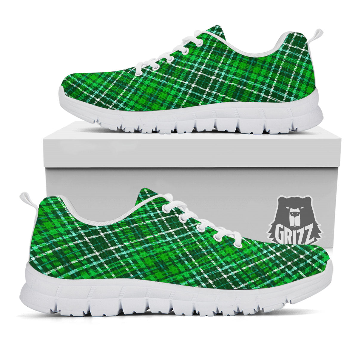 Plaid Irish Print Pattern White Sneaker-grizzshop