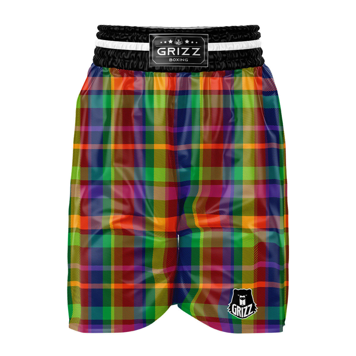 Plaid Rainbow Print Pattern Boxing Shorts-grizzshop