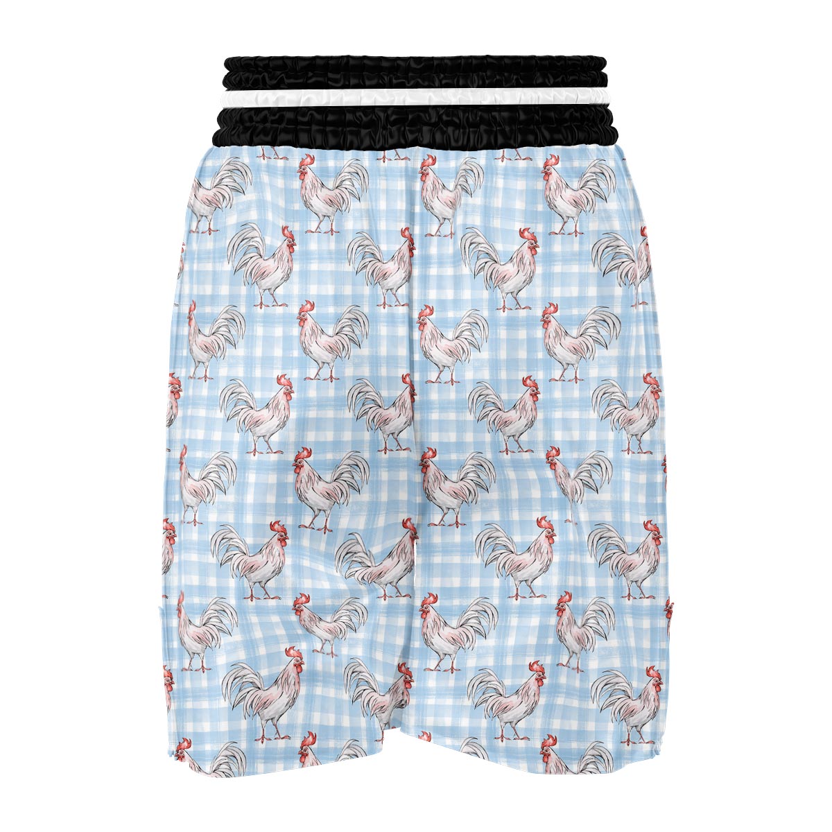 Plaid Rooster Print Pattern Boxing Shorts-grizzshop
