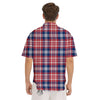 Plaid USA Print Pattern Men's Short Sleeve Shirts-grizzshop