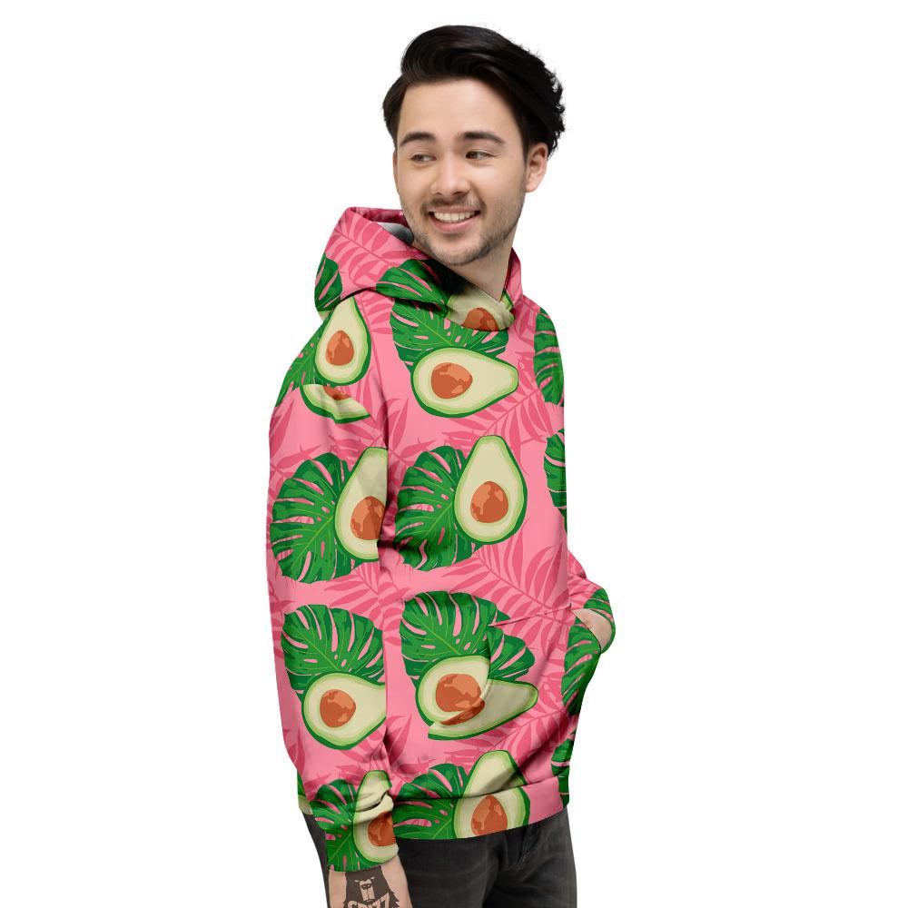 Plam Leaf And Avocado Pink Print Pattern Men's Hoodie-grizzshop