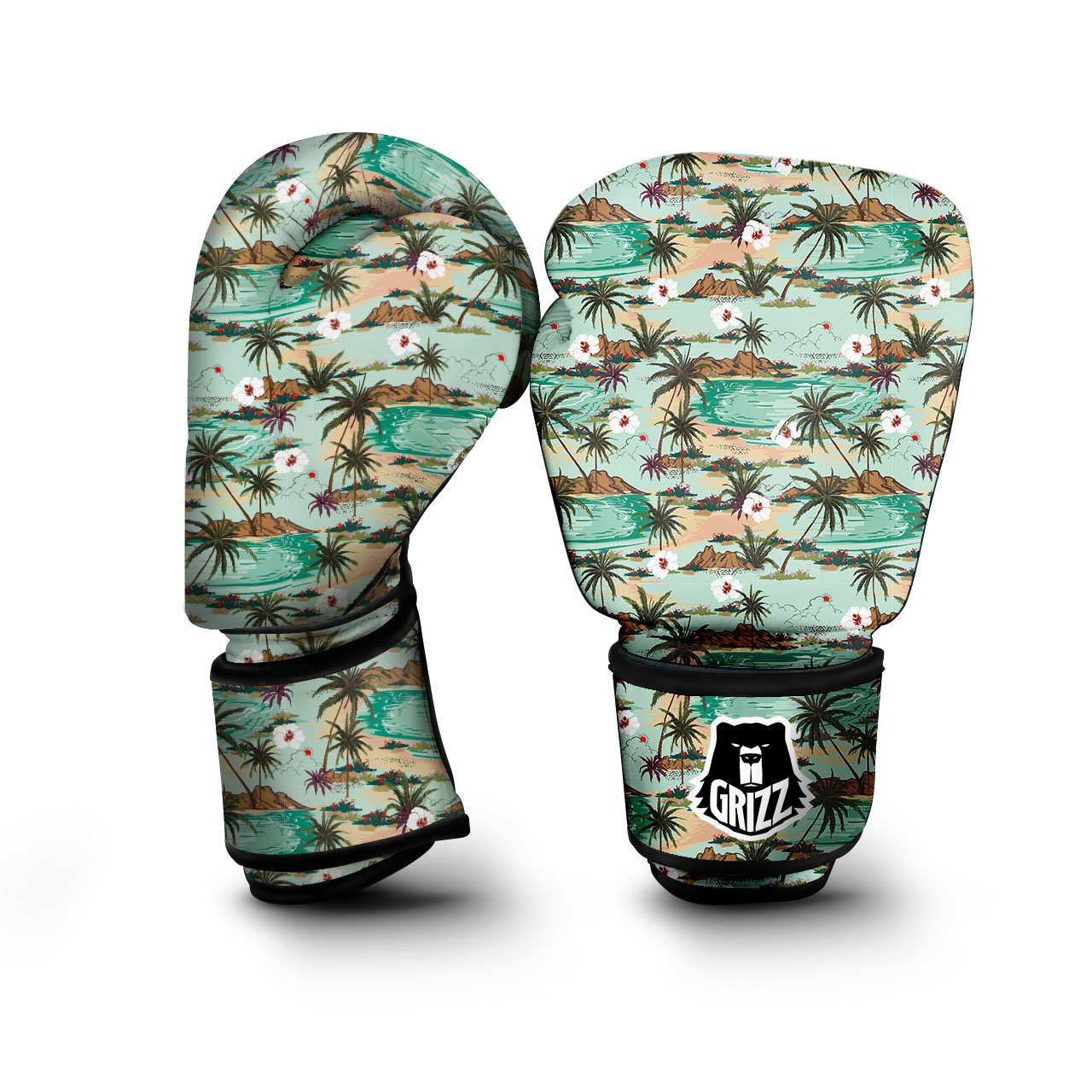 Plam Tree Beach Summer Print Pattern Boxing Gloves-grizzshop