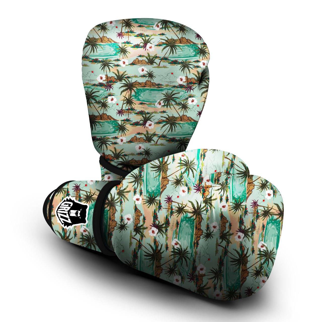 Plam Tree Beach Summer Print Pattern Boxing Gloves-grizzshop