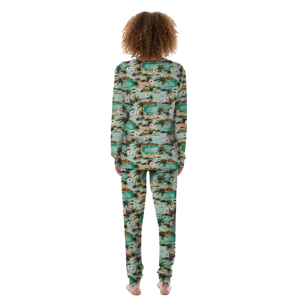 Plam Tree Beach Summer Print Pattern Women's Pajamas-grizzshop