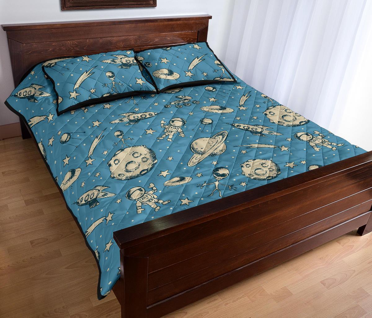 Planet Pattern Print Bed Set Quilt-grizzshop