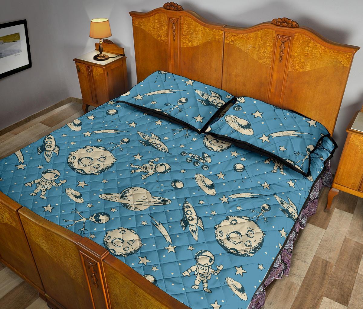 Planet Pattern Print Bed Set Quilt-grizzshop