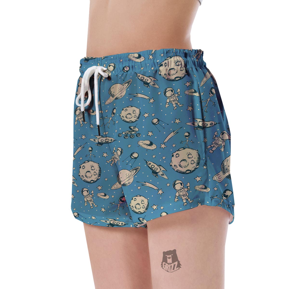 Planet Pattern Print Women's Shorts-grizzshop