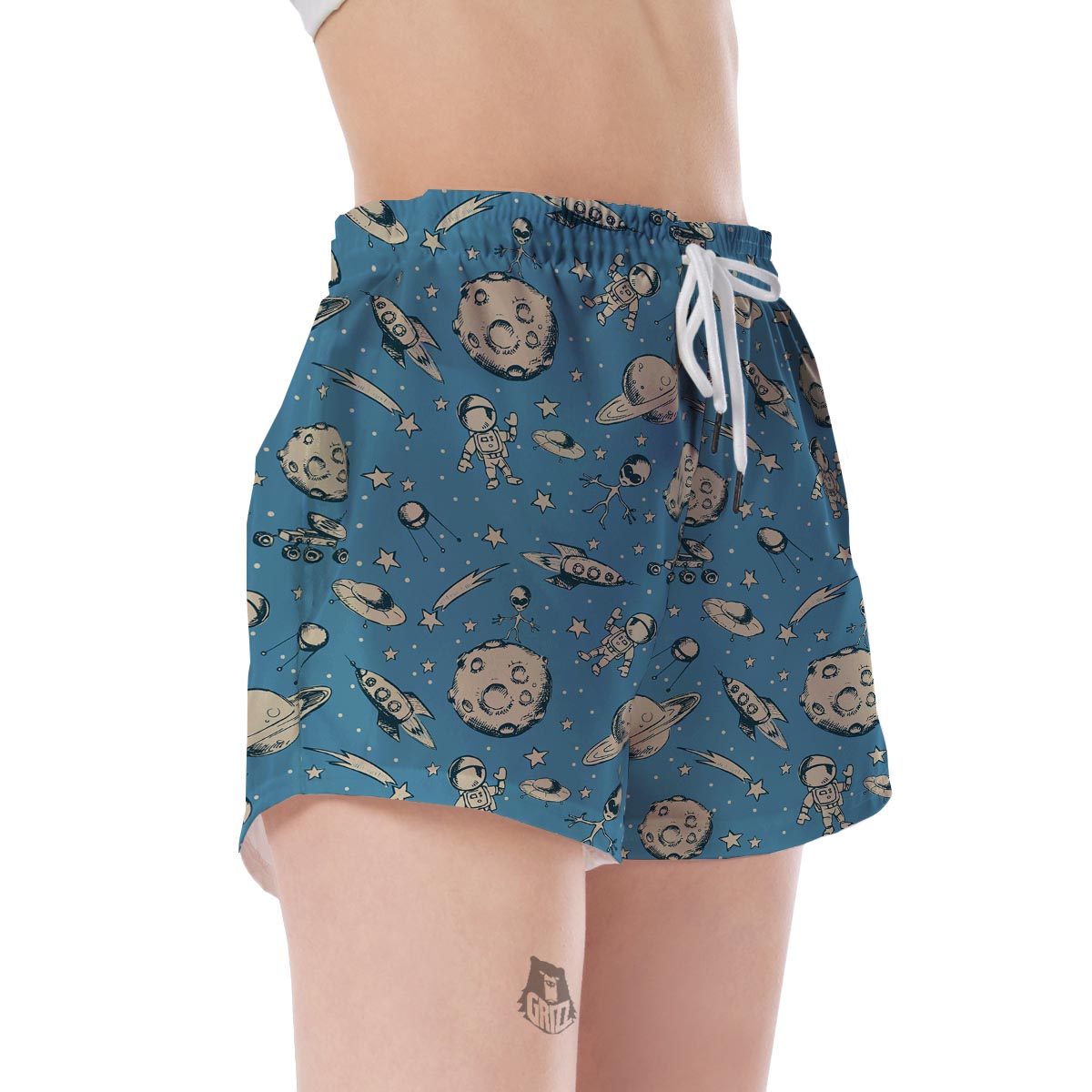 Planet Pattern Print Women's Shorts-grizzshop