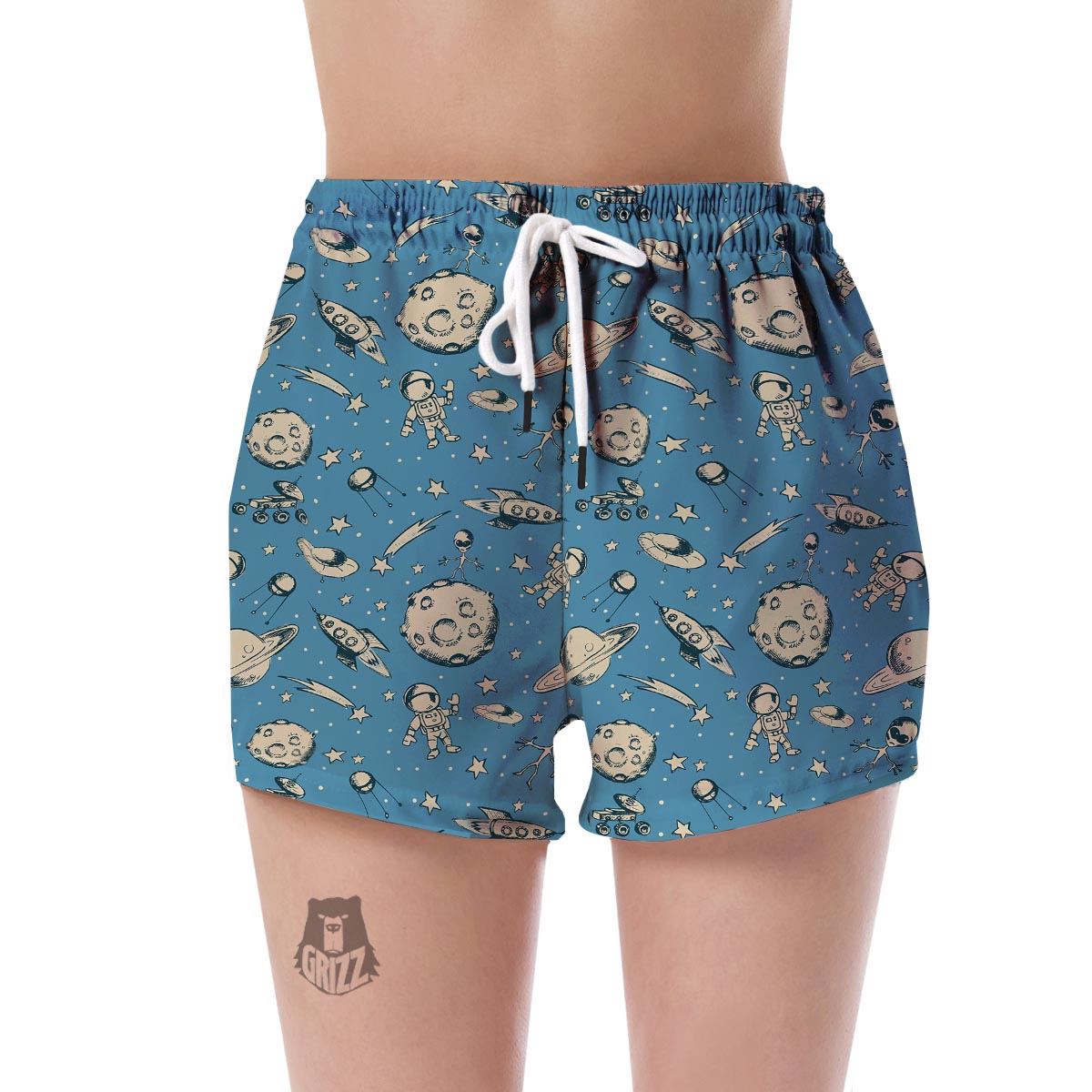 Planet Pattern Print Women's Shorts-grizzshop