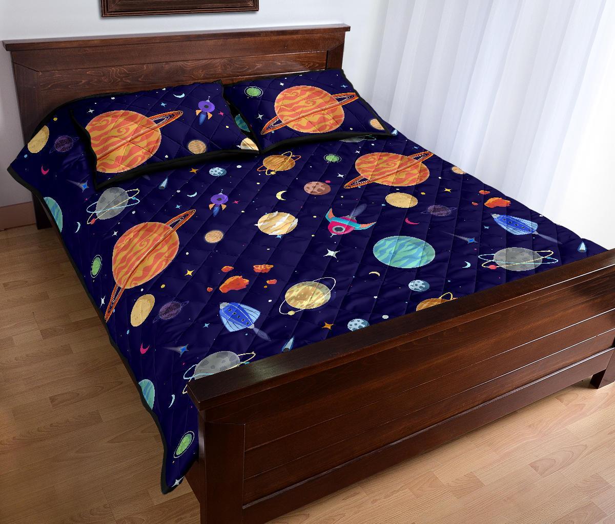 Planet Print Pattern Bed Set Quilt-grizzshop