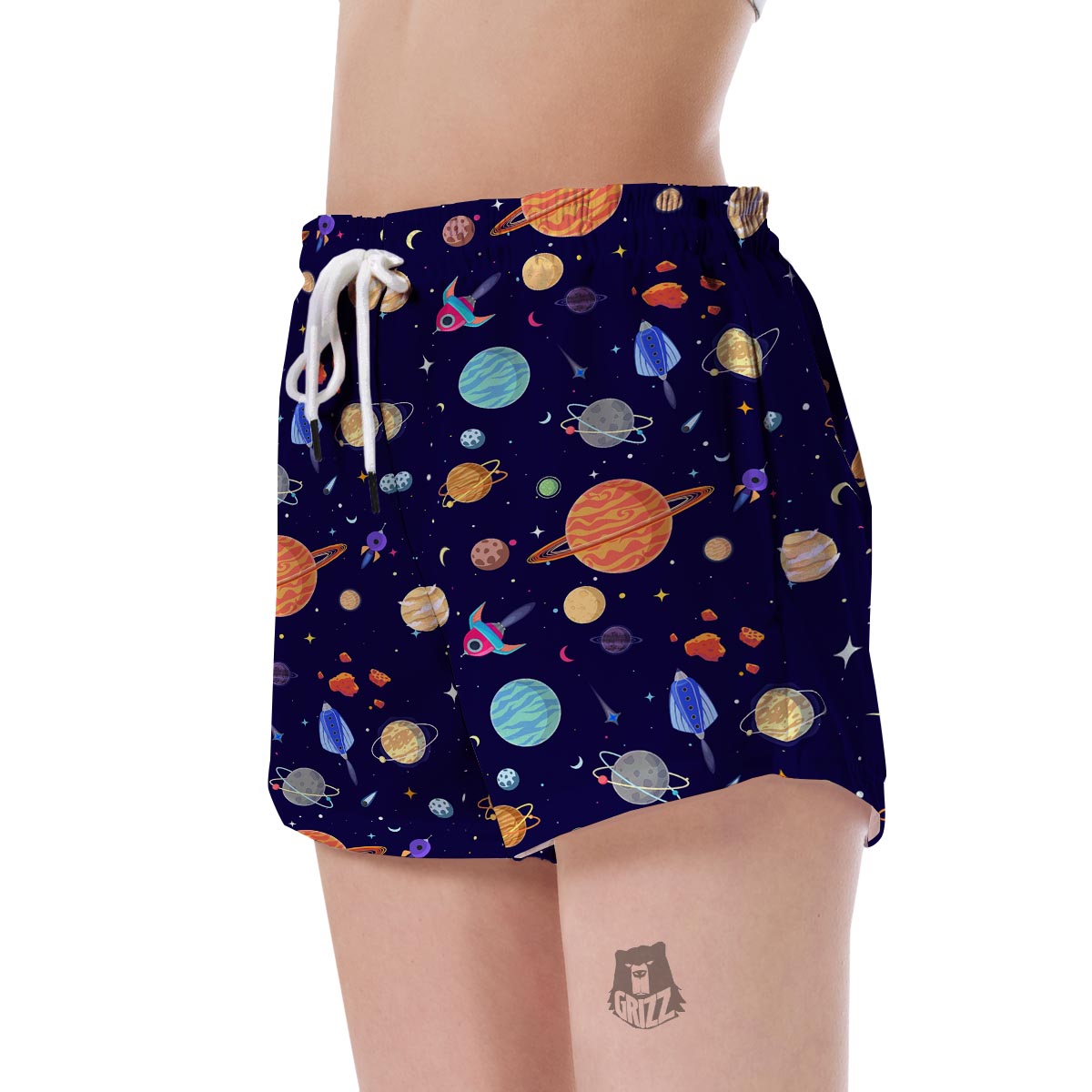 Planet Print Pattern Women's Shorts-grizzshop