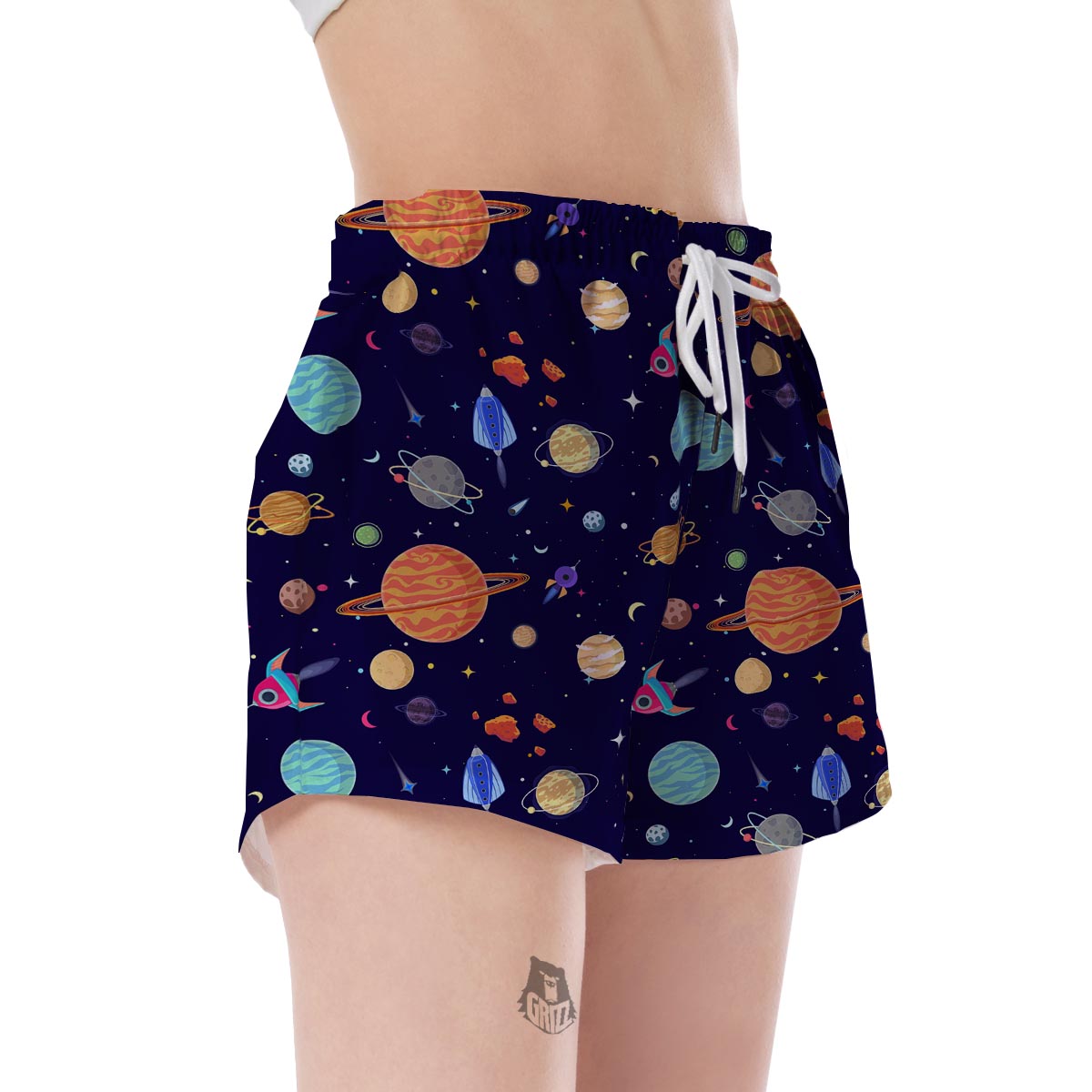 Planet Print Pattern Women's Shorts-grizzshop
