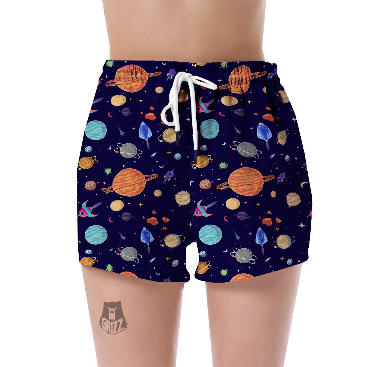 Planet Print Pattern Women's Shorts-grizzshop