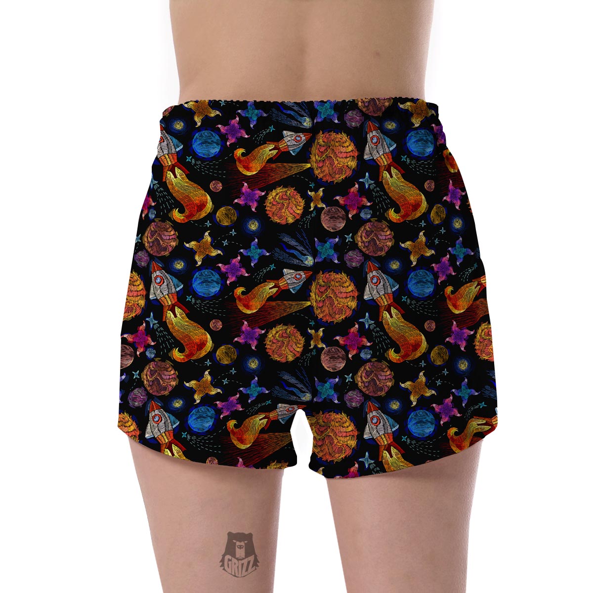 Planet Spaceship Print Pattern Women's Shorts-grizzshop