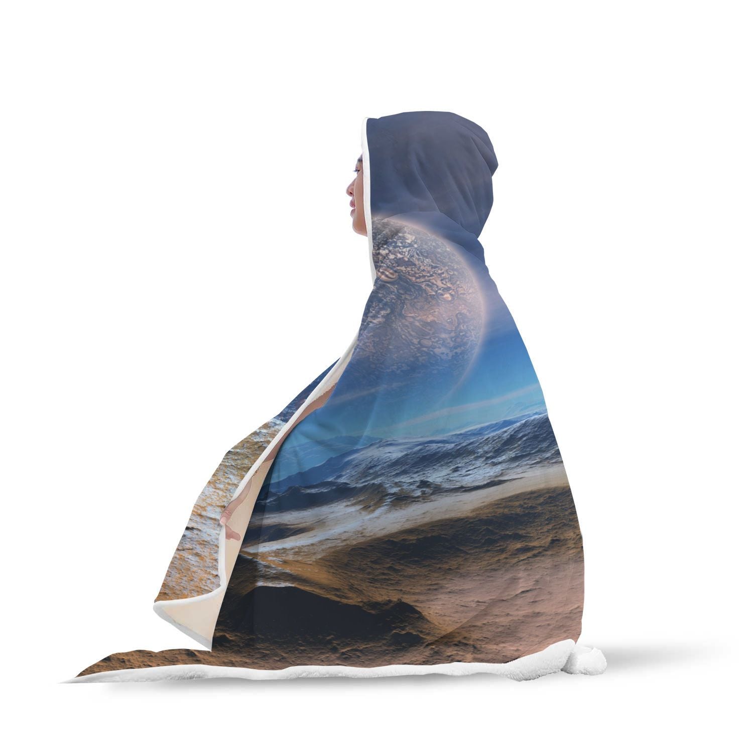 Planet Surface Galaxy Space Print Hooded Blanket-grizzshop
