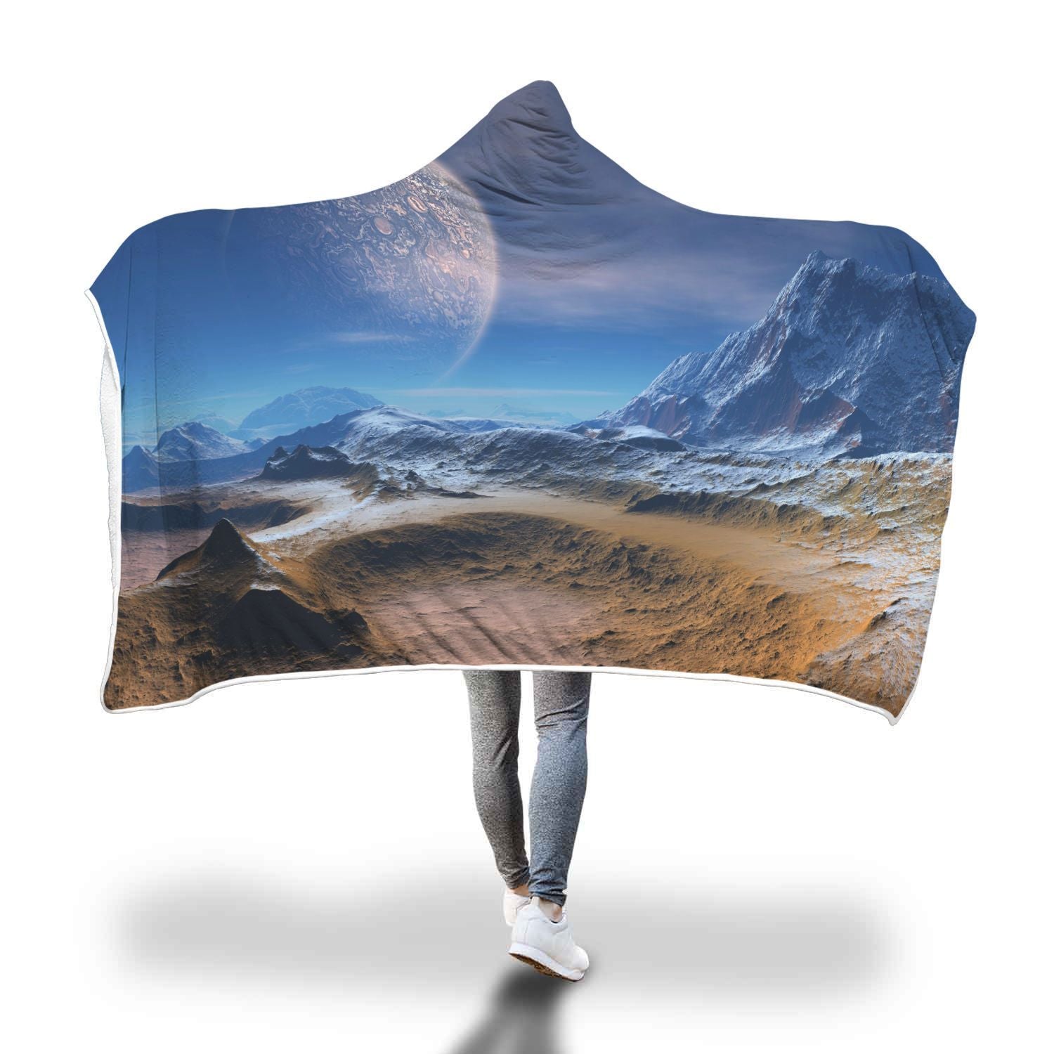 Planet Surface Galaxy Space Print Hooded Blanket-grizzshop