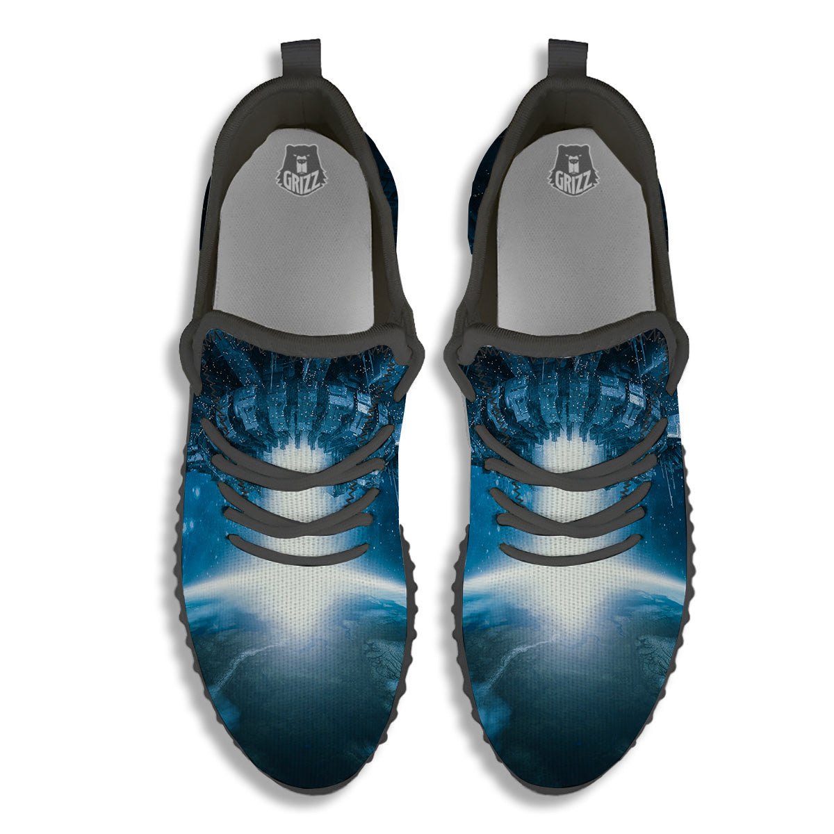 Planetary Invasion Print Black Walking Shoes-grizzshop