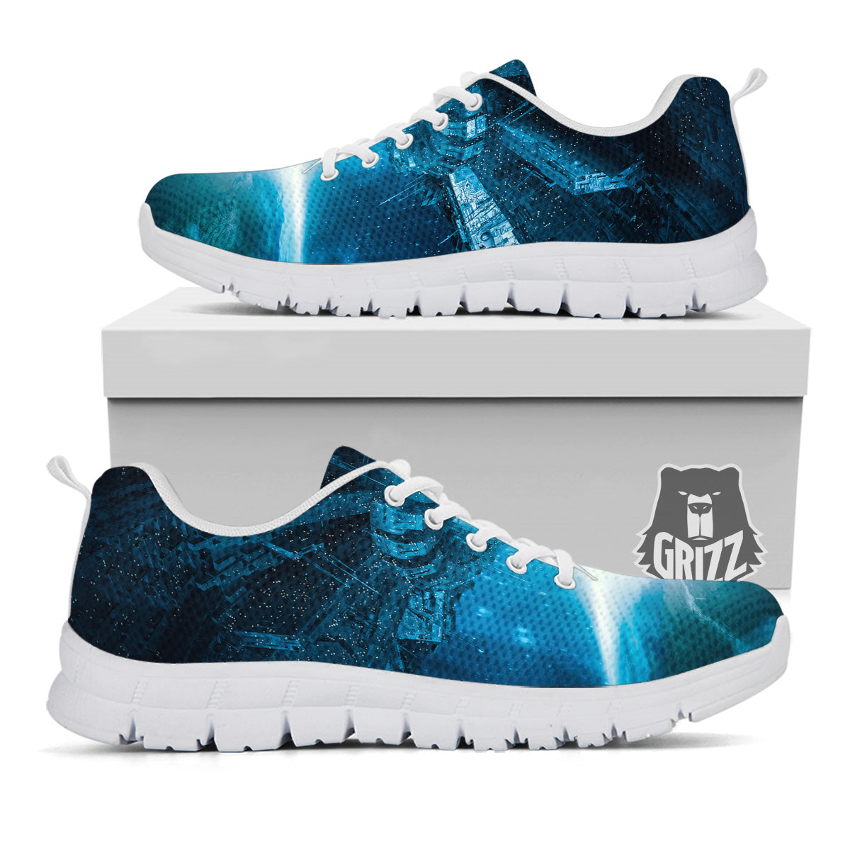 Planetary Invasion Print White Sneaker-grizzshop