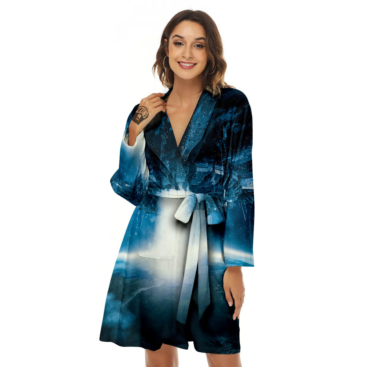 Planetary Invasion Print Women's Robe-grizzshop