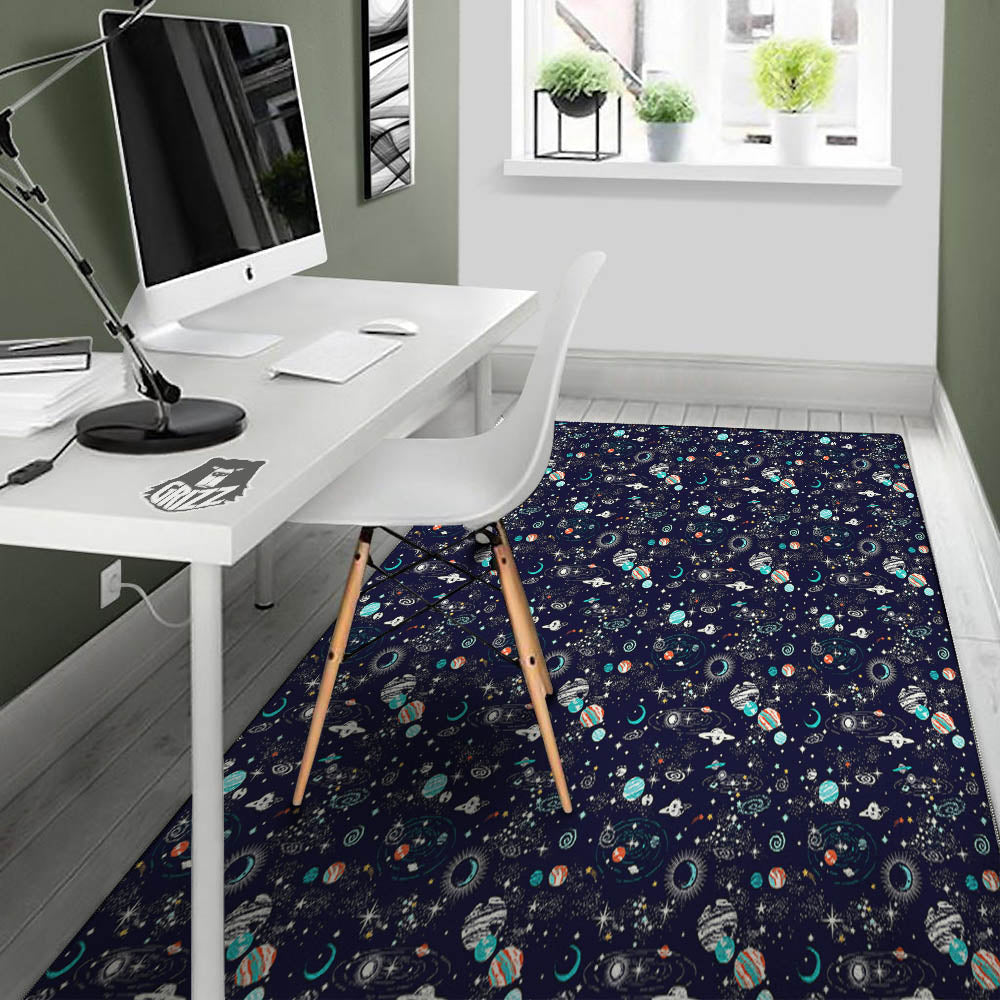 Planets And Constellations Print Pattern Floor Mat-grizzshop