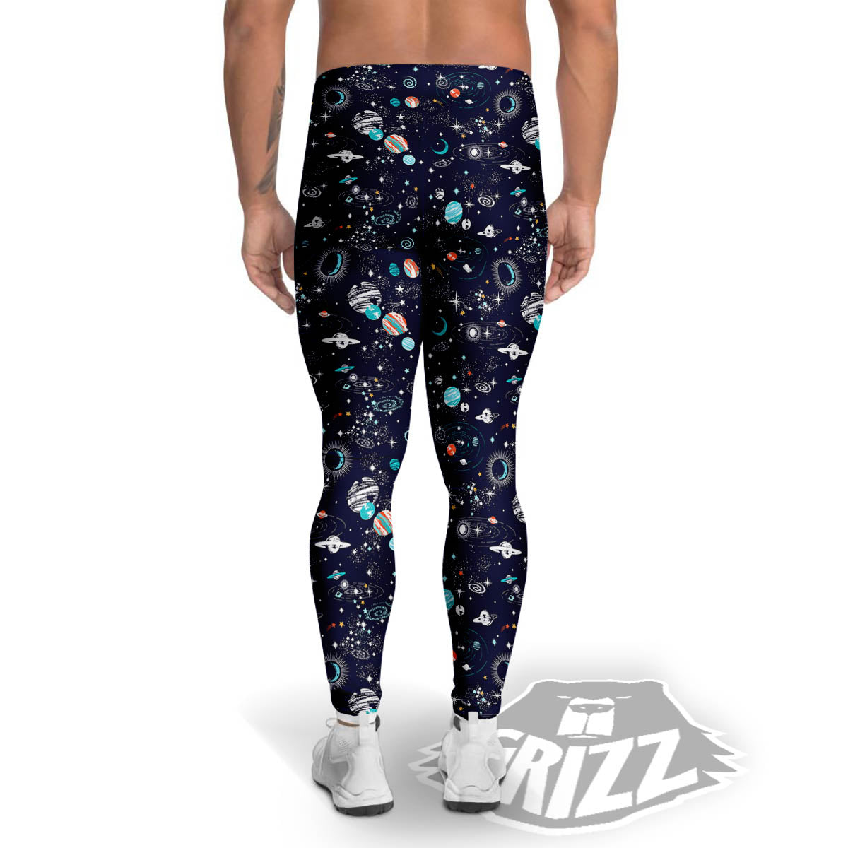 Planets And Constellations Print Pattern Men's Leggings-grizzshop