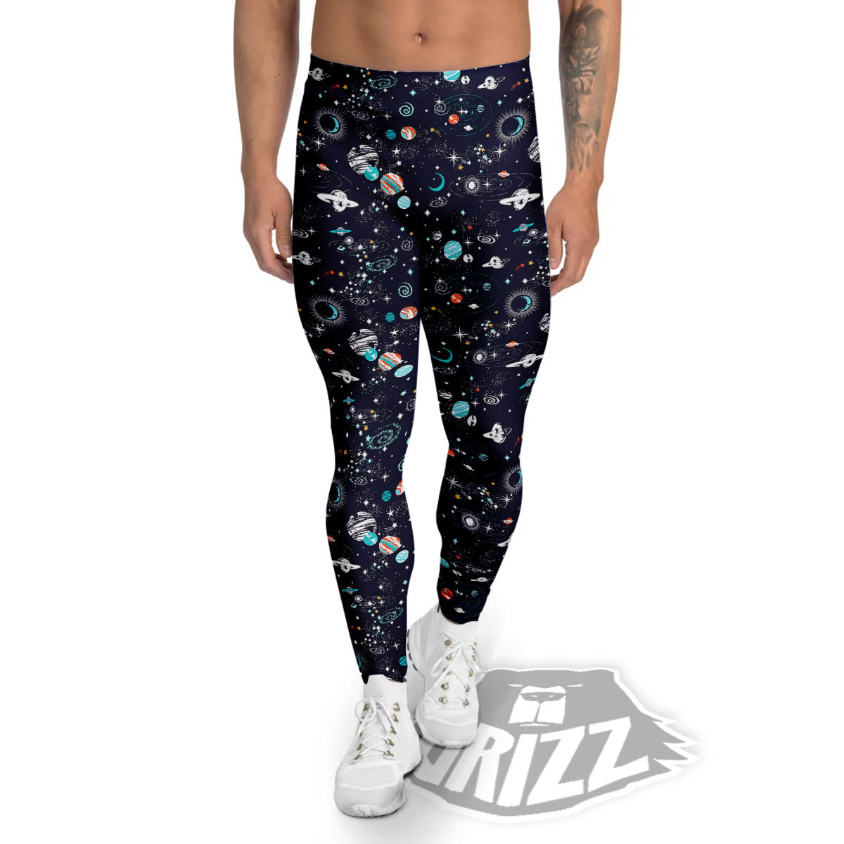 Planets And Constellations Print Pattern Men's Leggings-grizzshop