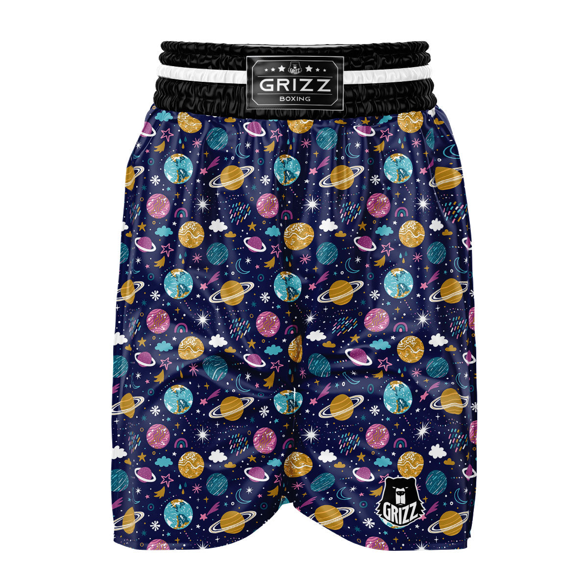 Planets Doodle Print Pattern Boxing Shorts-grizzshop