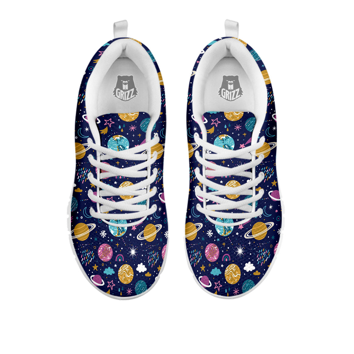 Planets Doodle Print Pattern White Sneaker-grizzshop