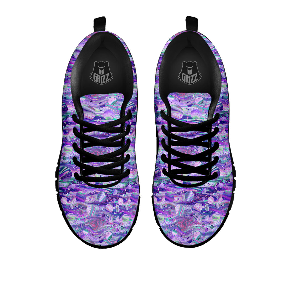 Planets Fantasy Print Pattern Black Sneaker-grizzshop