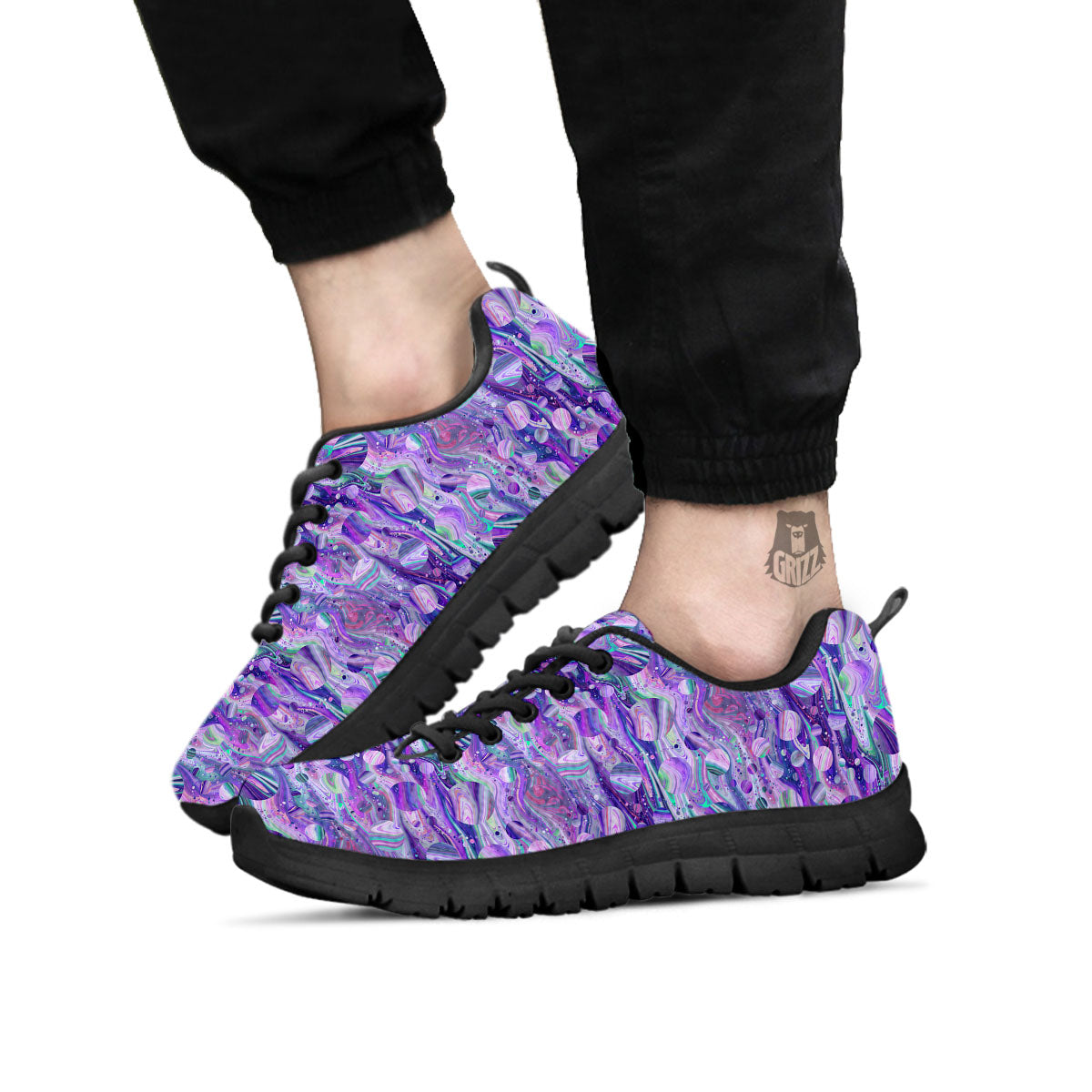 Planets Fantasy Print Pattern Black Sneaker-grizzshop