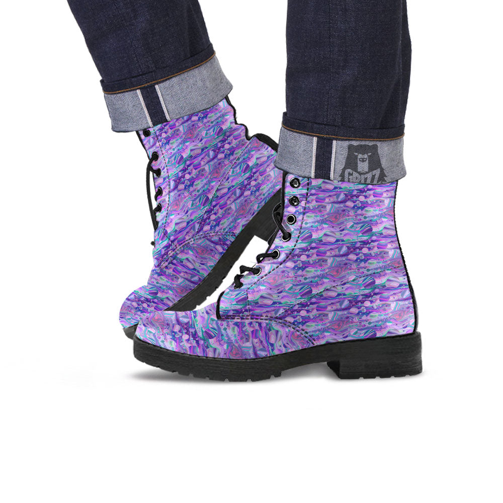 Planets Fantasy Print Pattern Leather Boots-grizzshop