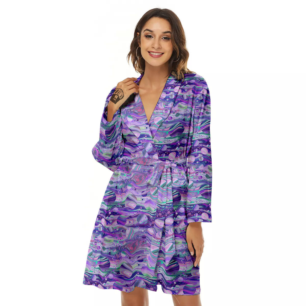 Planets Fantasy Print Pattern Women's Robe-grizzshop