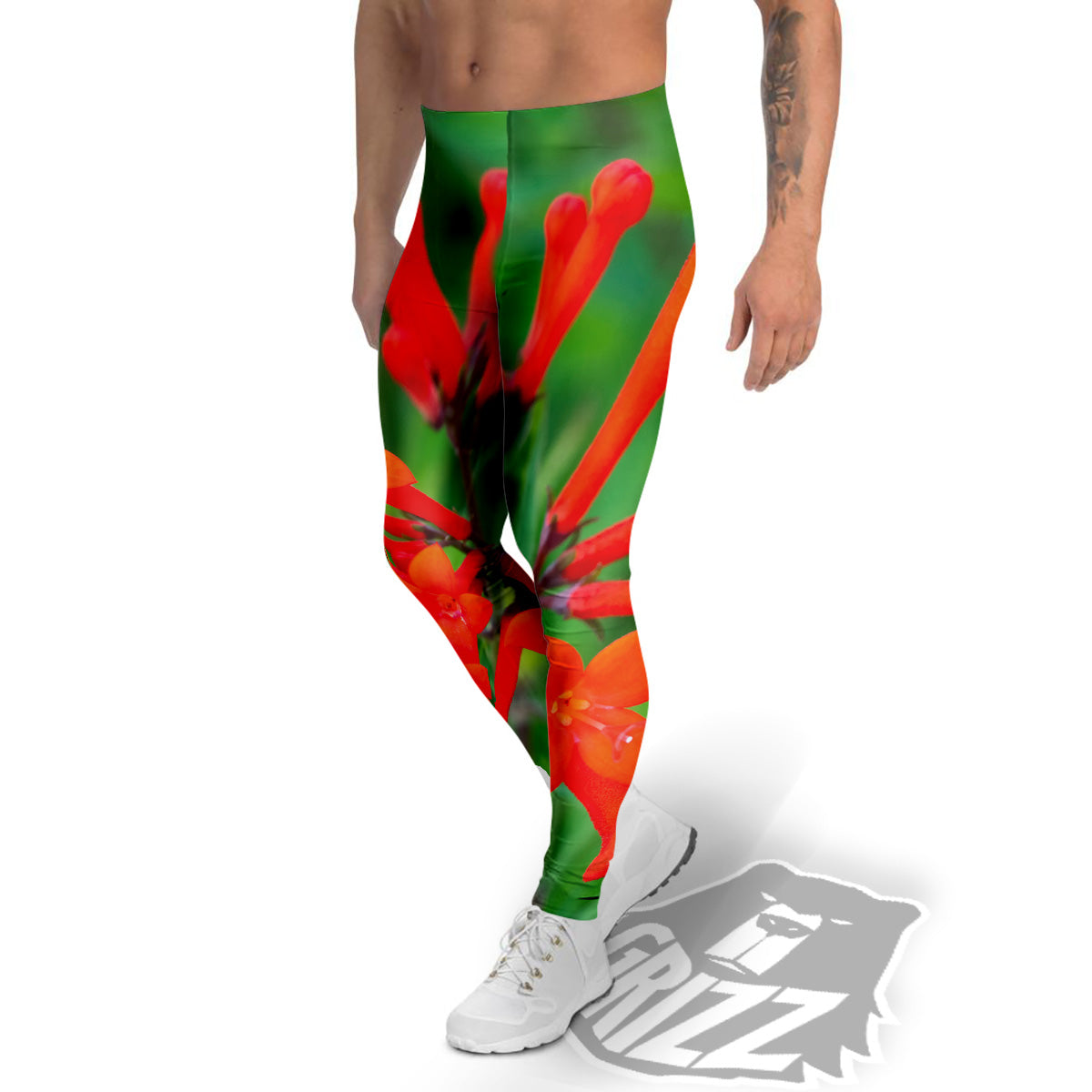 Plant Bouvardia Print Men's Leggings-grizzshop
