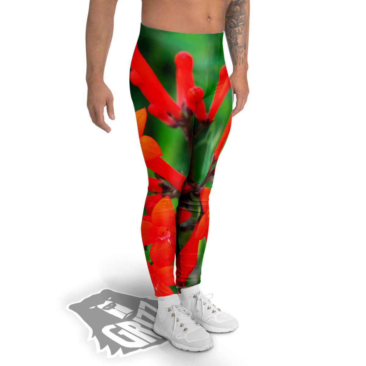 Plant Bouvardia Print Men's Leggings-grizzshop