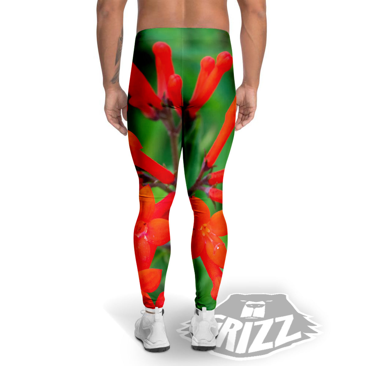 Plant Bouvardia Print Men's Leggings-grizzshop