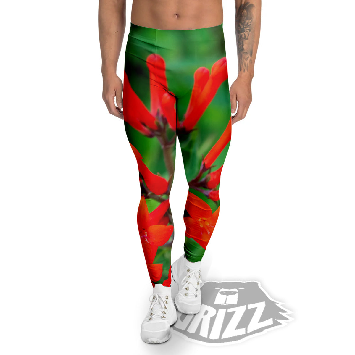 Plant Bouvardia Print Men's Leggings-grizzshop
