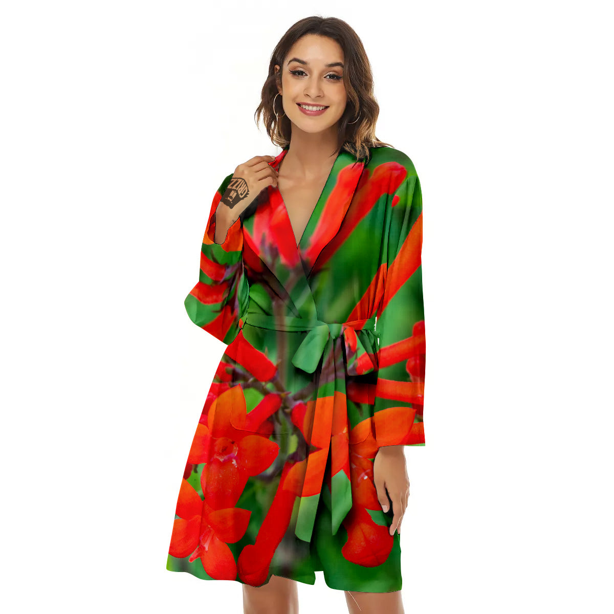 Plant Bouvardia Print Women's Robe-grizzshop