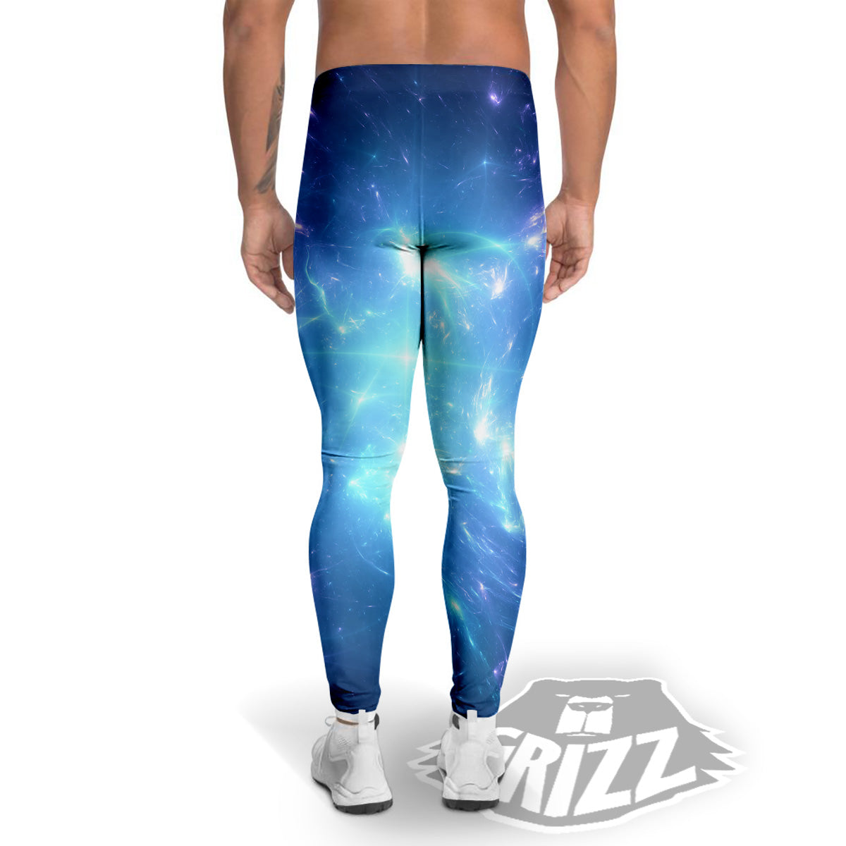 Plasma Blue Print Men's Leggings-grizzshop