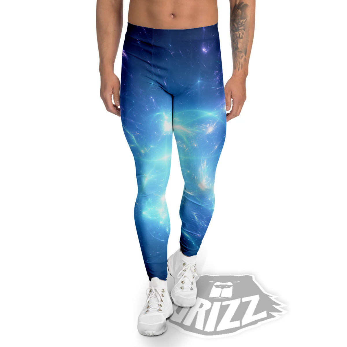 Plasma Blue Print Men's Leggings-grizzshop