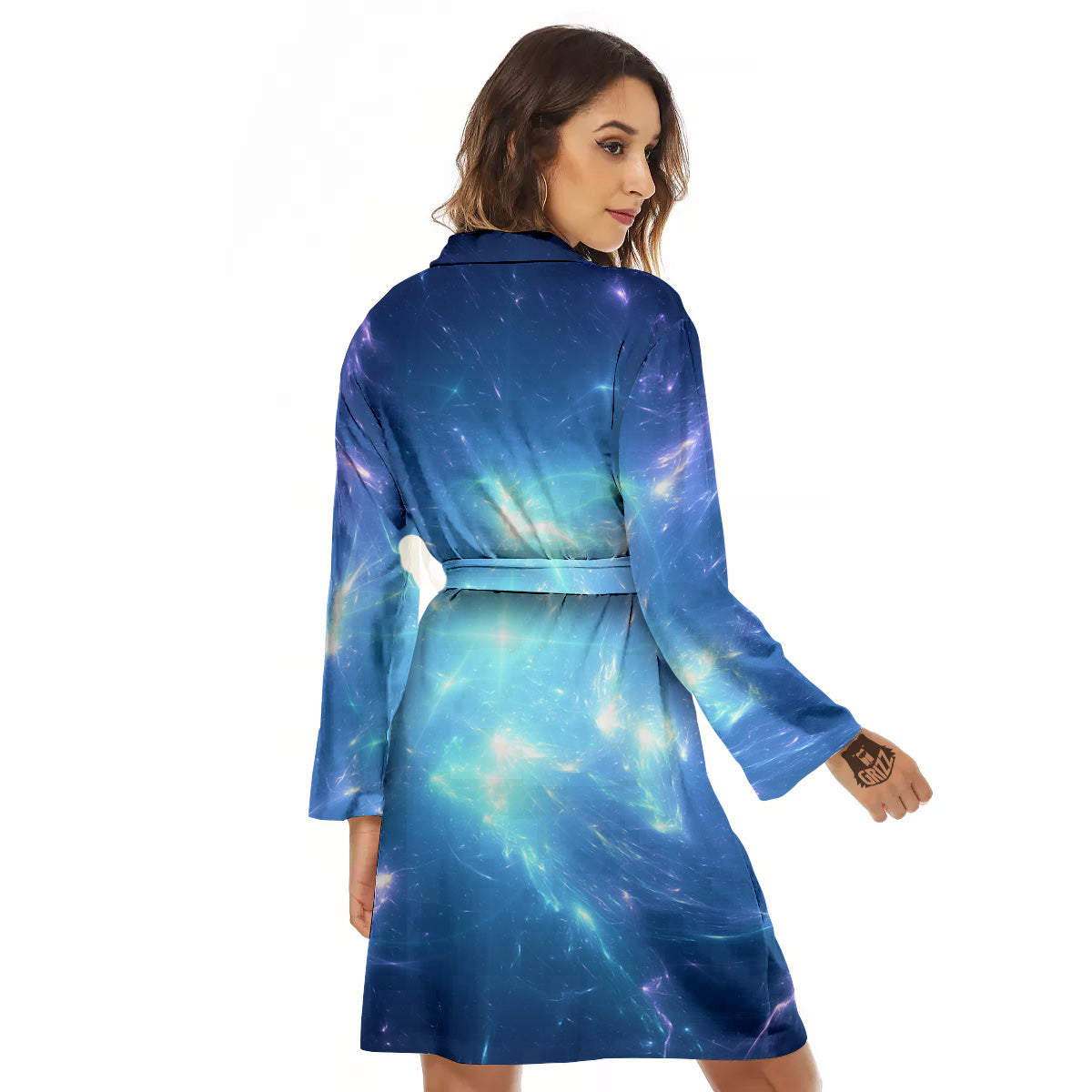 Plasma Blue Print Women's Robe-grizzshop